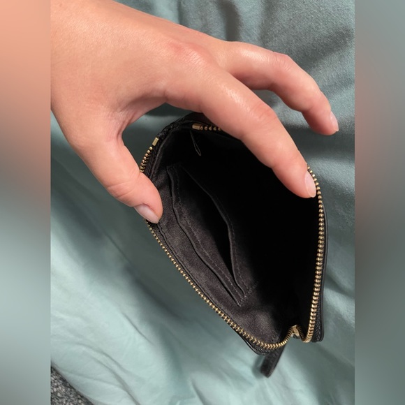 Coach wristlet with strap black/gold leather wallet card holder - Picture 5 of 10